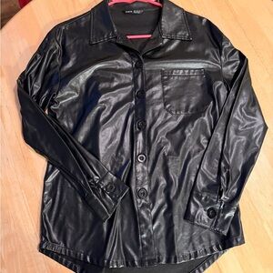 SHEIN Black Faux Leather Shirt